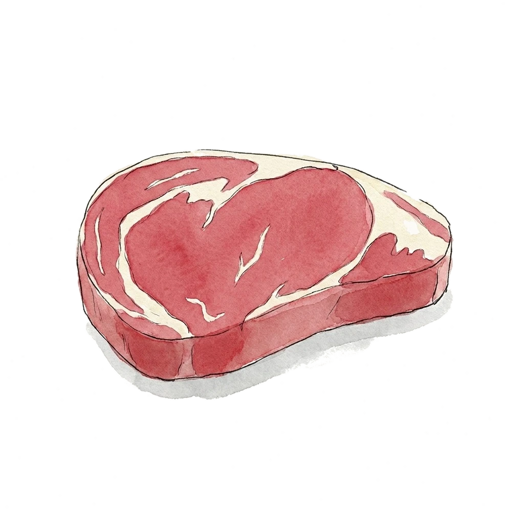 牛排水彩插画