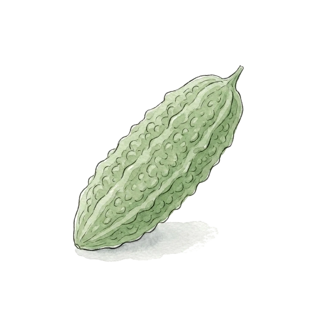 苦瓜水彩插画