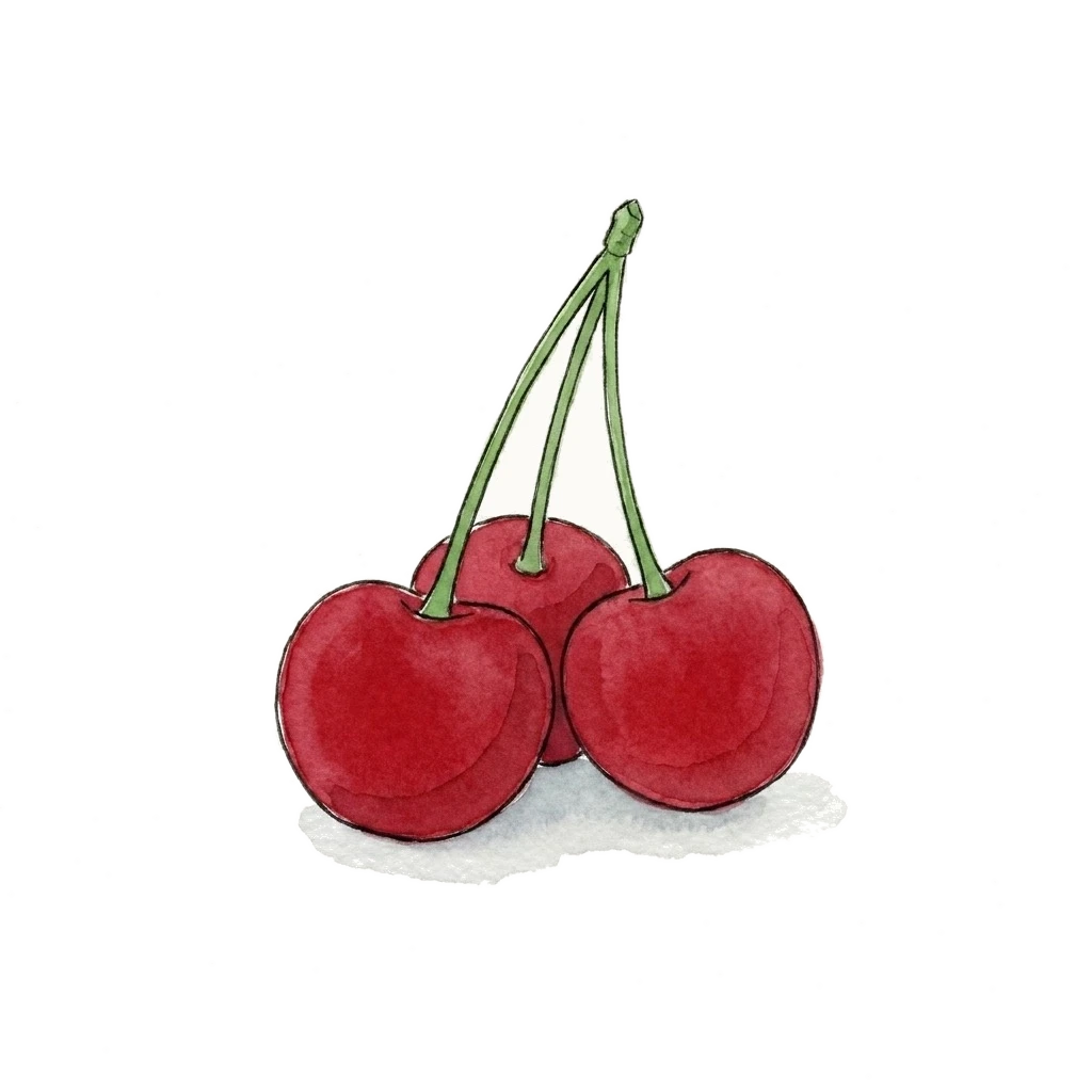 樱桃水彩插画