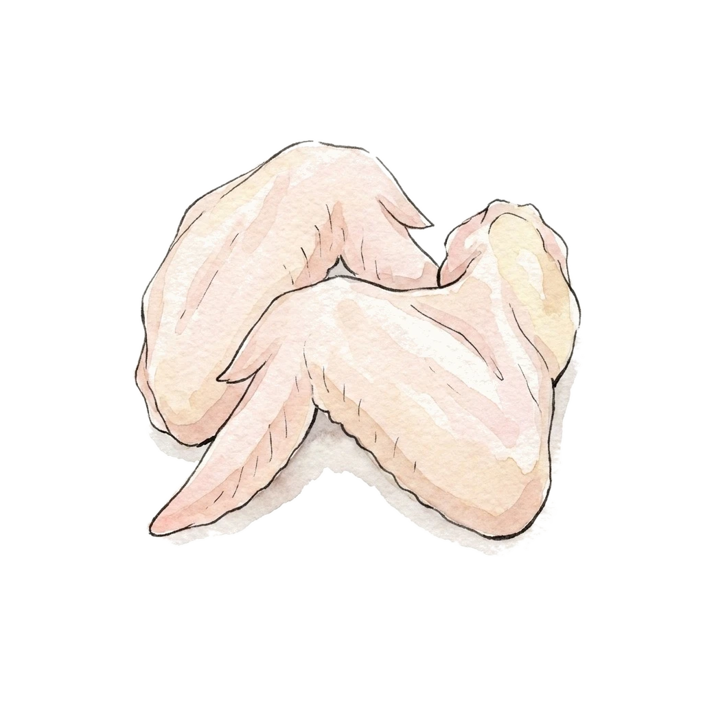 鸡翅水彩插画