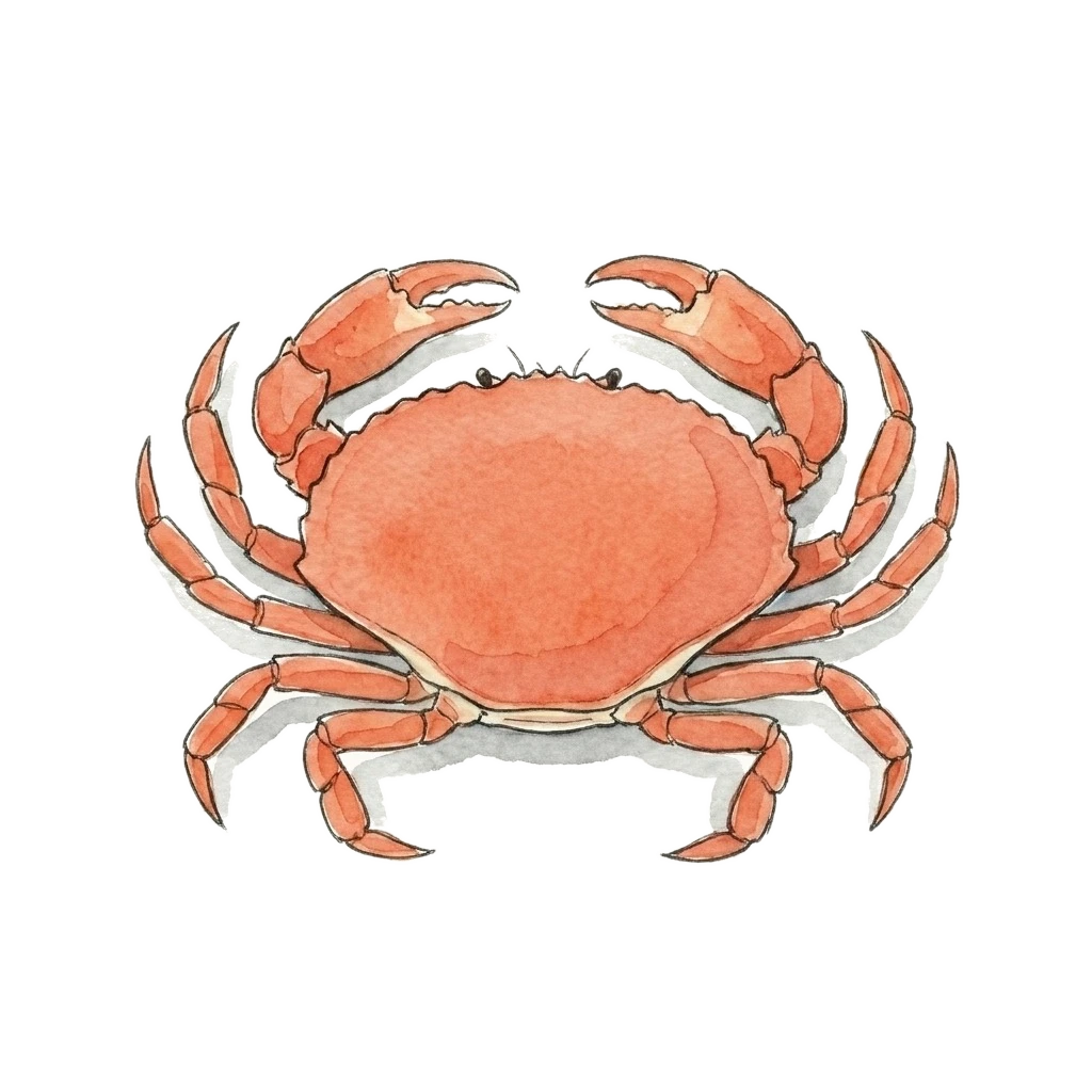 螃蟹水彩插画