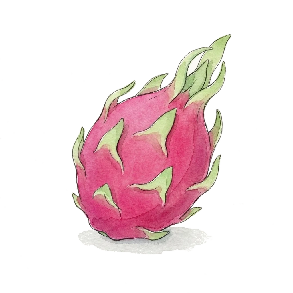 火龙果水彩插画