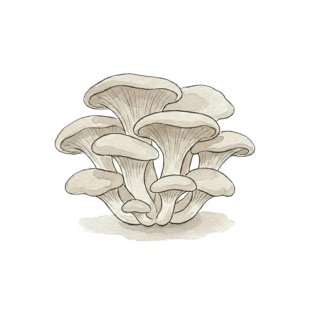 平菇水彩插画