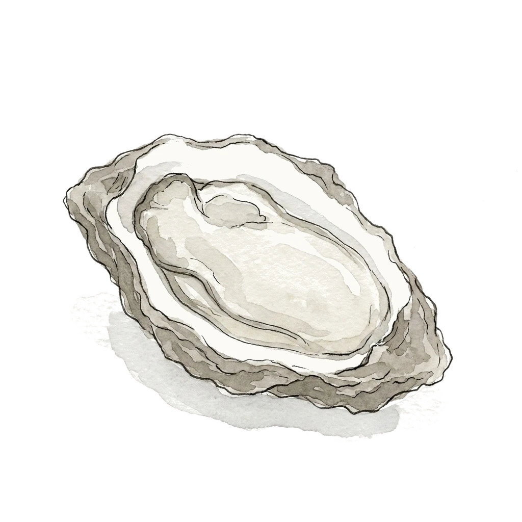 生蚝水彩插画