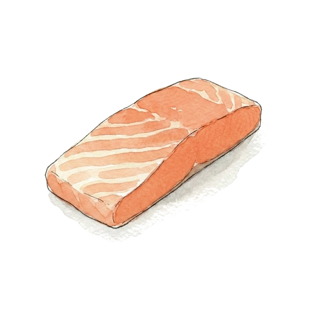 三文鱼水彩插画
