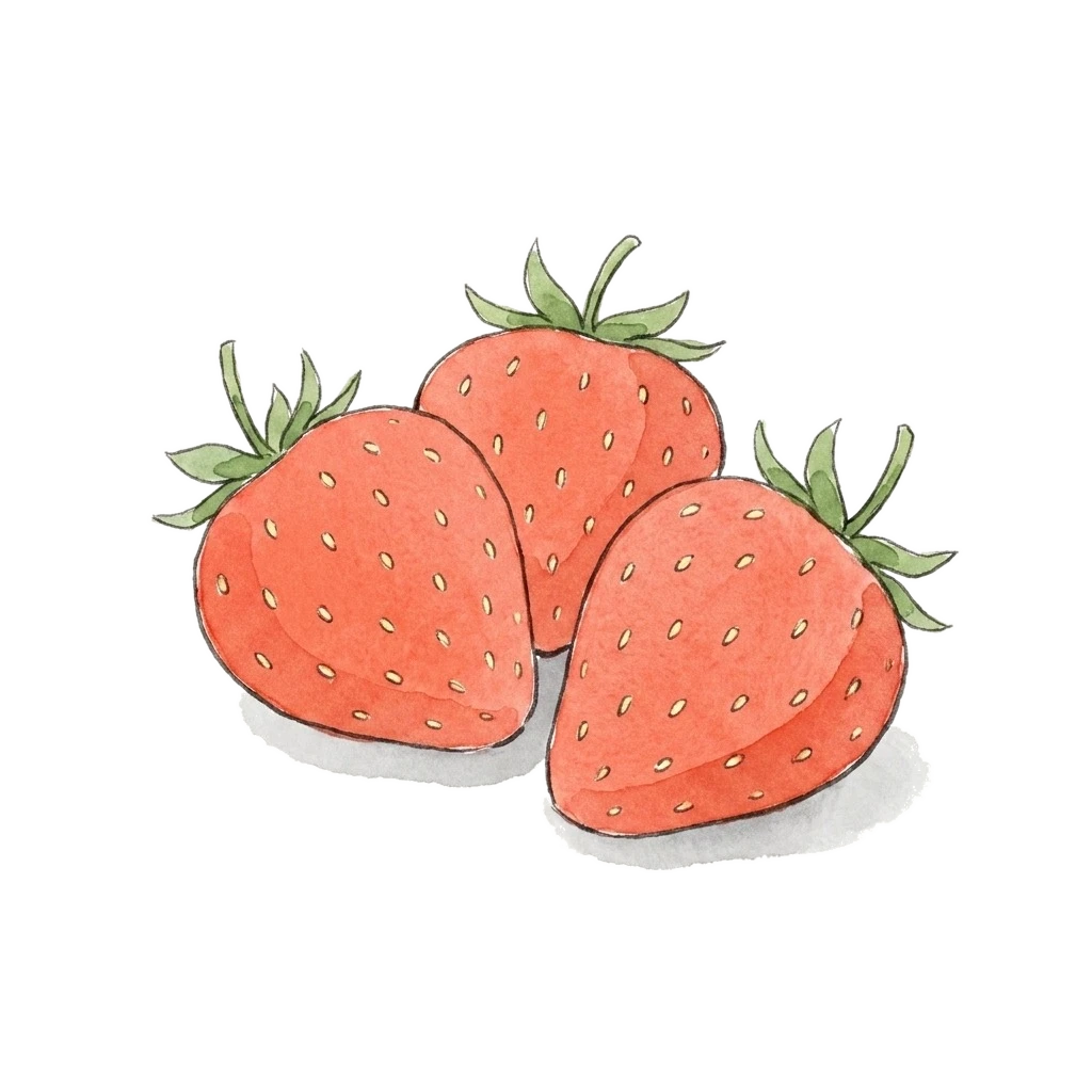 草莓水彩插画