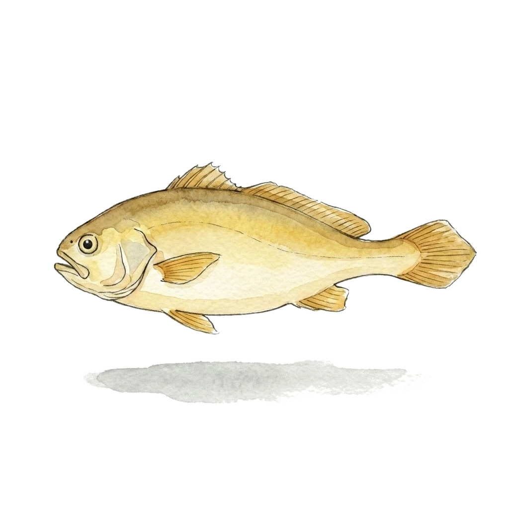 黄花鱼水彩插画